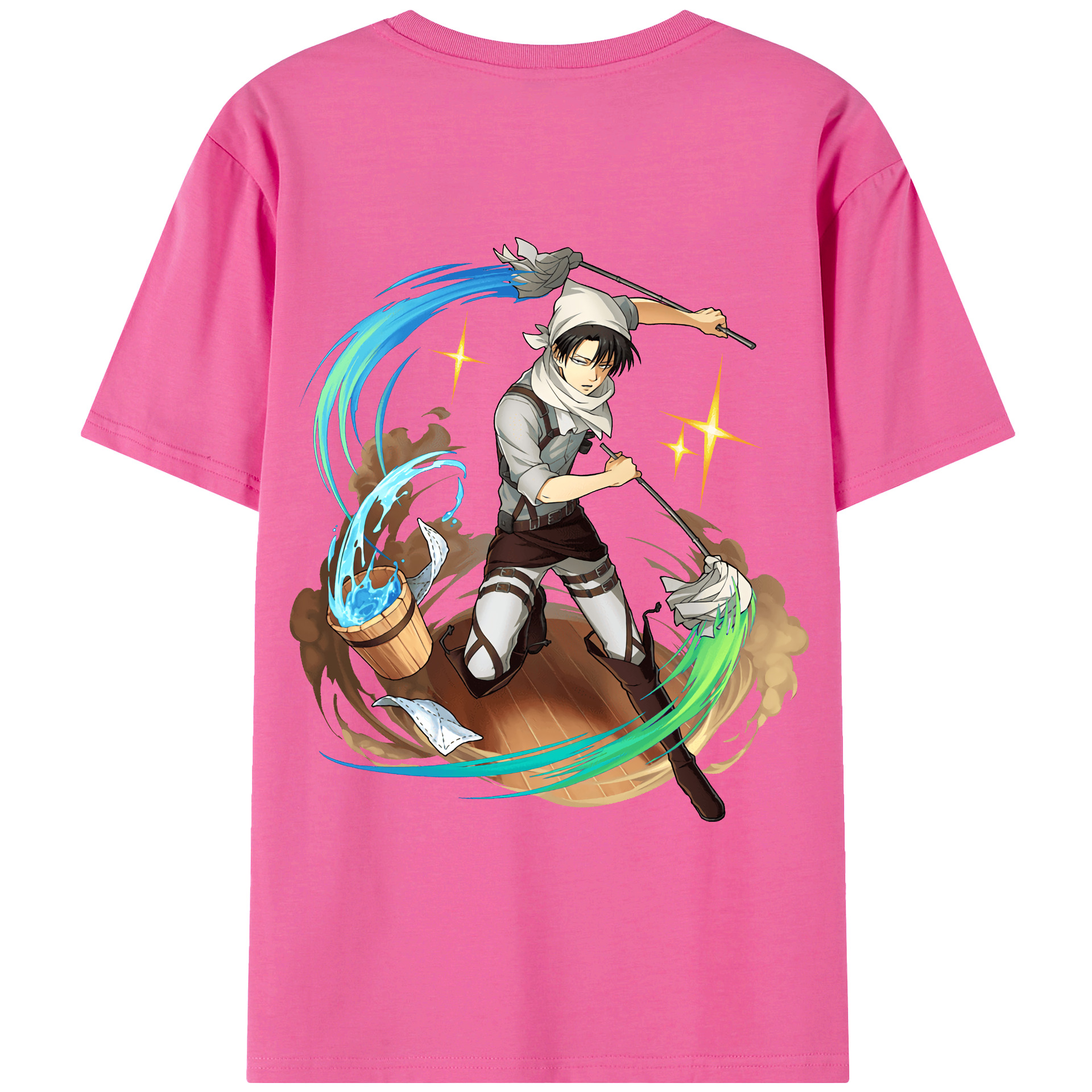 （画像用） 進撃の巨人 リヴァイ·アッカーマン Attack on Titan Levi Ackerman レディース半袖Tシャツ(バックプリント)